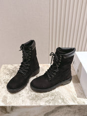 CELINE 25S SHORT MARTIN BOOTS IN BLACK CALFSKIN