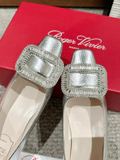 BELLE VIVIER PUMPS IN SILVER METALLIC LIZARD EMBOSSED CALFSKIN