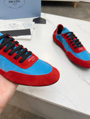 COLLAPSE SNEAKERS IN RED SUEDE AND SKY BLUE NYLON