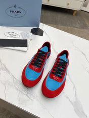 COLLAPSE SNEAKERS IN RED SUEDE AND SKY BLUE NYLON