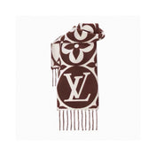 MEDALLION SCARF 235 CM IN CHOCOLATE BROWN MIX WHITE WOOL 399900
