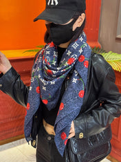 LV SCARF 140 CM IN SILK-CASHMERE BLEND 737269