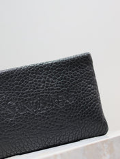 POUCH WITH ELEPHANT TEXTURE 23 IN BLACK LAMBSKIN LOGO EMBOSSED