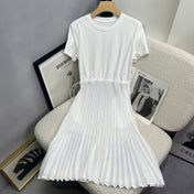 MONCLER 26S PLEATED FIT-AND-FLARE KNIT DRESS 693