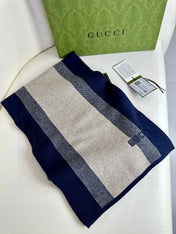 SCARF 180 CM IN NAVY BLUE MIX BEIGE CASHMERE 398448