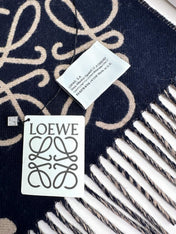 ANAGRAM SCARF 180 CM IN BLACK MIX CAMEL BEIGE WOOL AND CASHMERE 410167