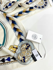 HERMES 26S PRINTED SQUARE SCARF 135 IN CASHMERE AND SILK 309423