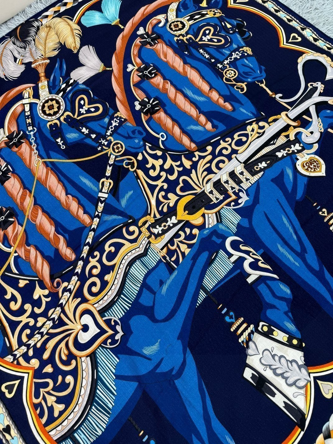 HERMES 26S PRINTED SQUARE SCARF 135 IN CASHMERE AND SILK 309425