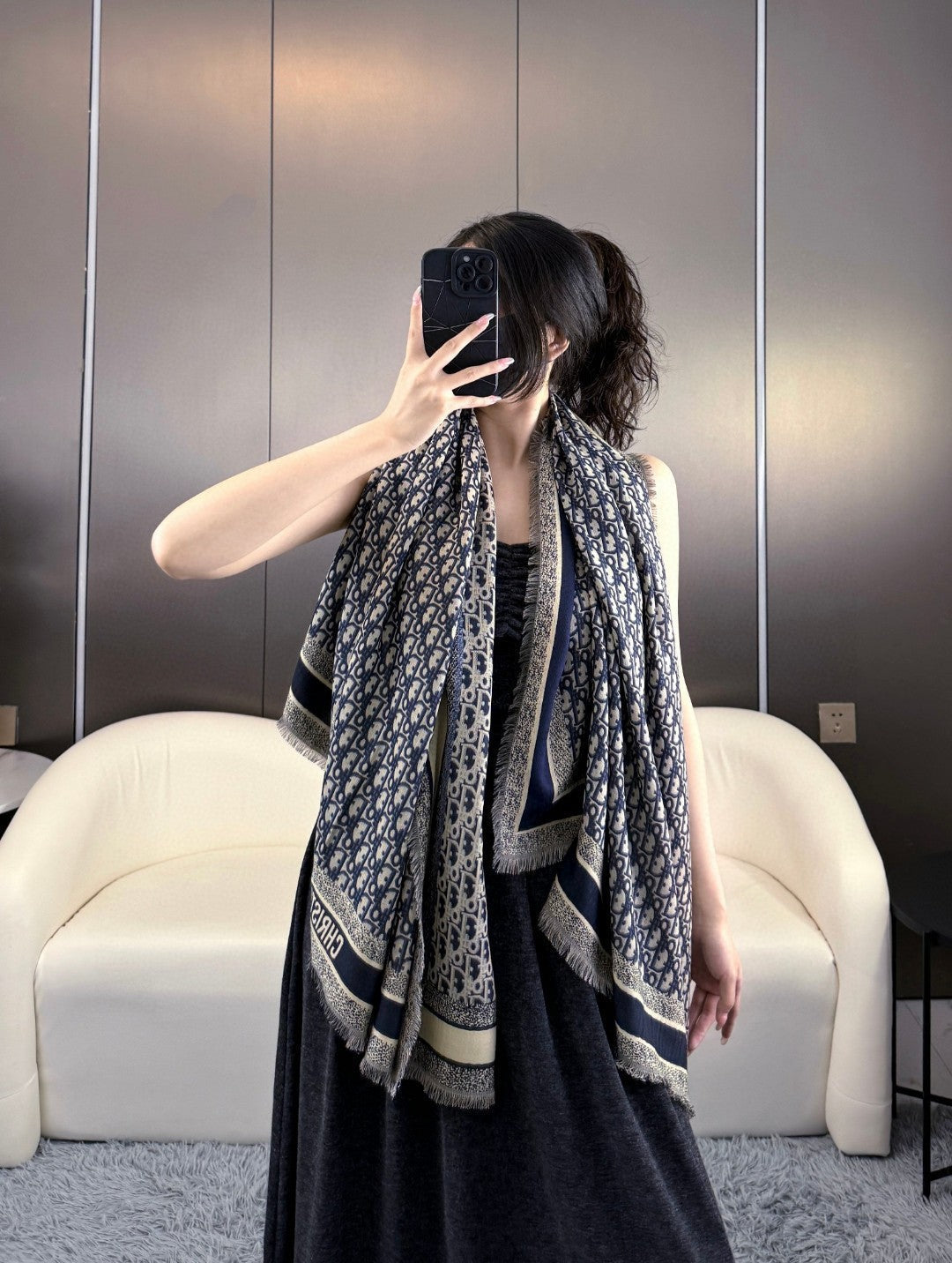 DIOR 26S SCARF 140CM IN CASHMERE SILK 313216
