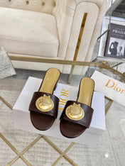 DIOR 26S HIGH-HEEL SANDALS 55MM IN DARK BROWN CALFSKIN WITH GOLD HARDWARE