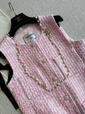 Chanel 25P Gilet Pink Cotton and Wool Tweed 235902