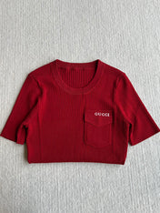 GUCCI SHORT-SLEEVE KNIT TOP 242808