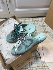 MIUMIU 26S NEW BALANCE SNEAKER MULES IN MINT GREEN SUEDE AND MESH