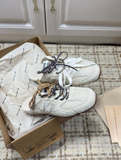 MIUMIU 26S NEW BALANCE SNEAKER MULES IN CREAM WHITE SUEDE AND MESH