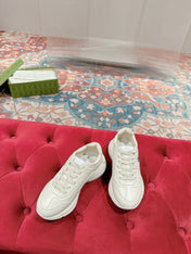 GG RHYTON TRAINER WHITE CALFSKIN WITH APPLE MOTIF