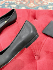 CASSANDRA BALLET FLAT IN BLACK MIX BLUE SMOOTH LAMBSKIN