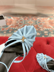 TRIOMPHE SANDAL 85 MM IN POWDER BLUE LAMBSKIN