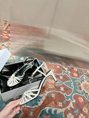TRIOMPHE SANDAL 85 MM IN WHITE LAMBSKIN