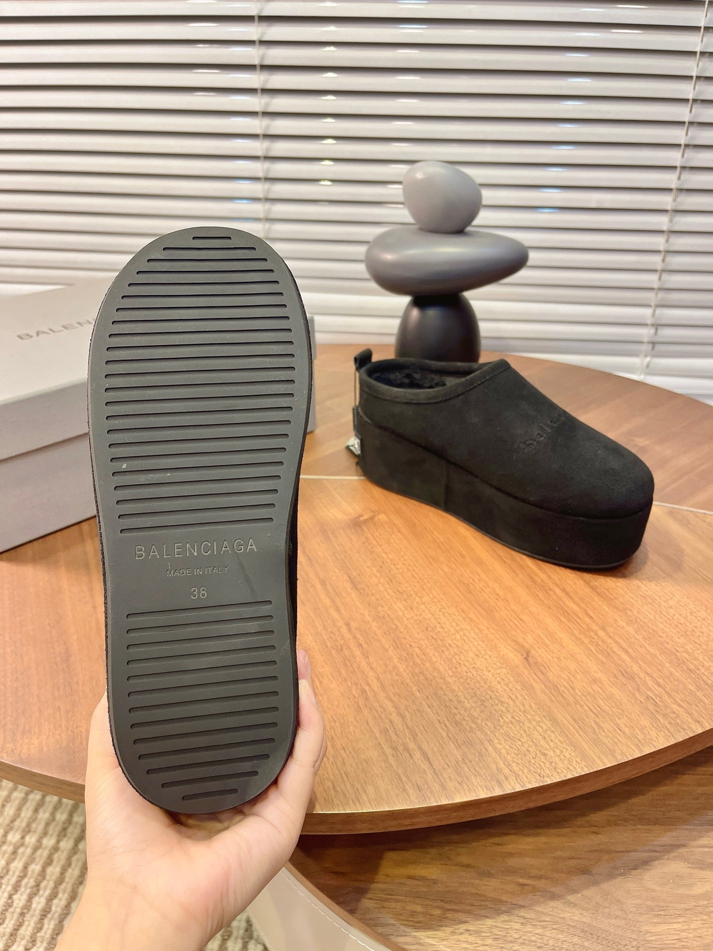 BALENCIAGA 25S AURALEE SLIP-ON 50 MM IN BLACK SUEDE