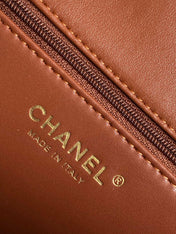 CHANEL 25S FLAP BAG 23.5 CM IN BROWN WOOL AND LAMBSKIN