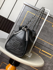 CHANEL 25S HOBO BAG 40 CM IN BLACK SMOOTH CALFSKIN