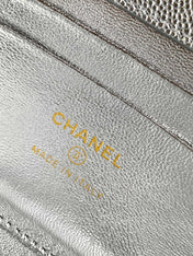 CHANEL 25S KELLY BAG 18 IN SILVER CAVIAR LEATHER WITH GOLD HARDWARE STYLE 2