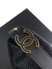 CHANEL 25S SHOPPING BAG 18 CM IN BLACK RHINESTONE-STUDDED