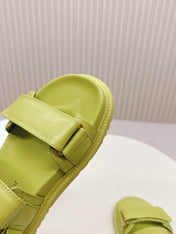 DIOR BACK-STRAP SANDALS 25S IN OLIVE YELLOW CALFSKIN WITH GOLD HARDWARE