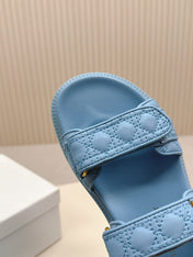 DIOR BACK-STRAP SANDALS 25S IN OCEAN BLUE CALFSKIN