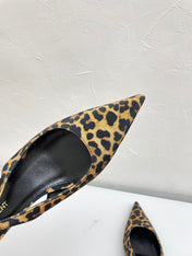 CHERISH SLINGBACK PUMPS 35 IN LEOPARD GROSGRAIN