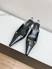 CARINE SLINGBACK PUMPS 45 IN PATENT BLACK LEATHER
