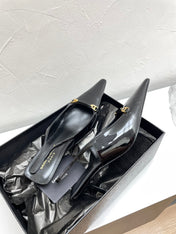 CARINE SLINGBACK PUMPS 45 IN PATENT BLACK LEATHER