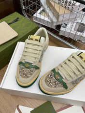 GG SNEAKER WITH DIAMOND IN IVORY SUEDE AND CANVAS