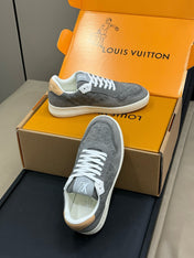 STADIUM SNEAKER IN DOVE GRAY EMBOSSED MONOGRAM SUEDE