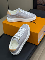 TIME OUT SNEAKER IN COOL GRAY EMBOSSED MONOGRAM CALFSKIN