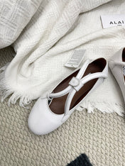 ALAIA 26S BALLET TECKEL IN WHITE CALFSKIN