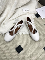 ALAIA 26S BALLET TECKEL IN WHITE CALFSKIN