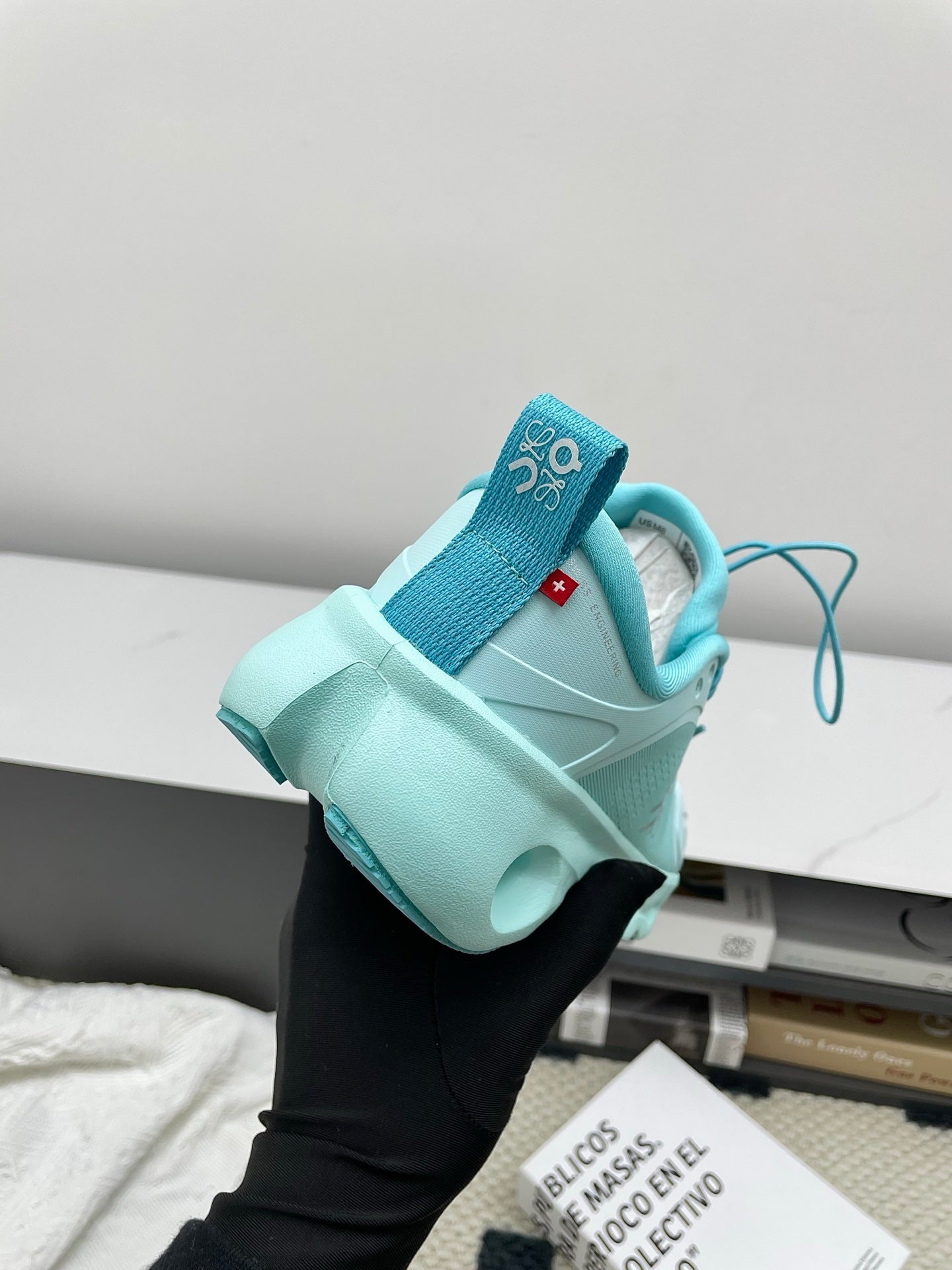 LOEWE 26S CLOUDSOLO SNEAKERS IN AQUA BLUE RECYCLED POLYESTER