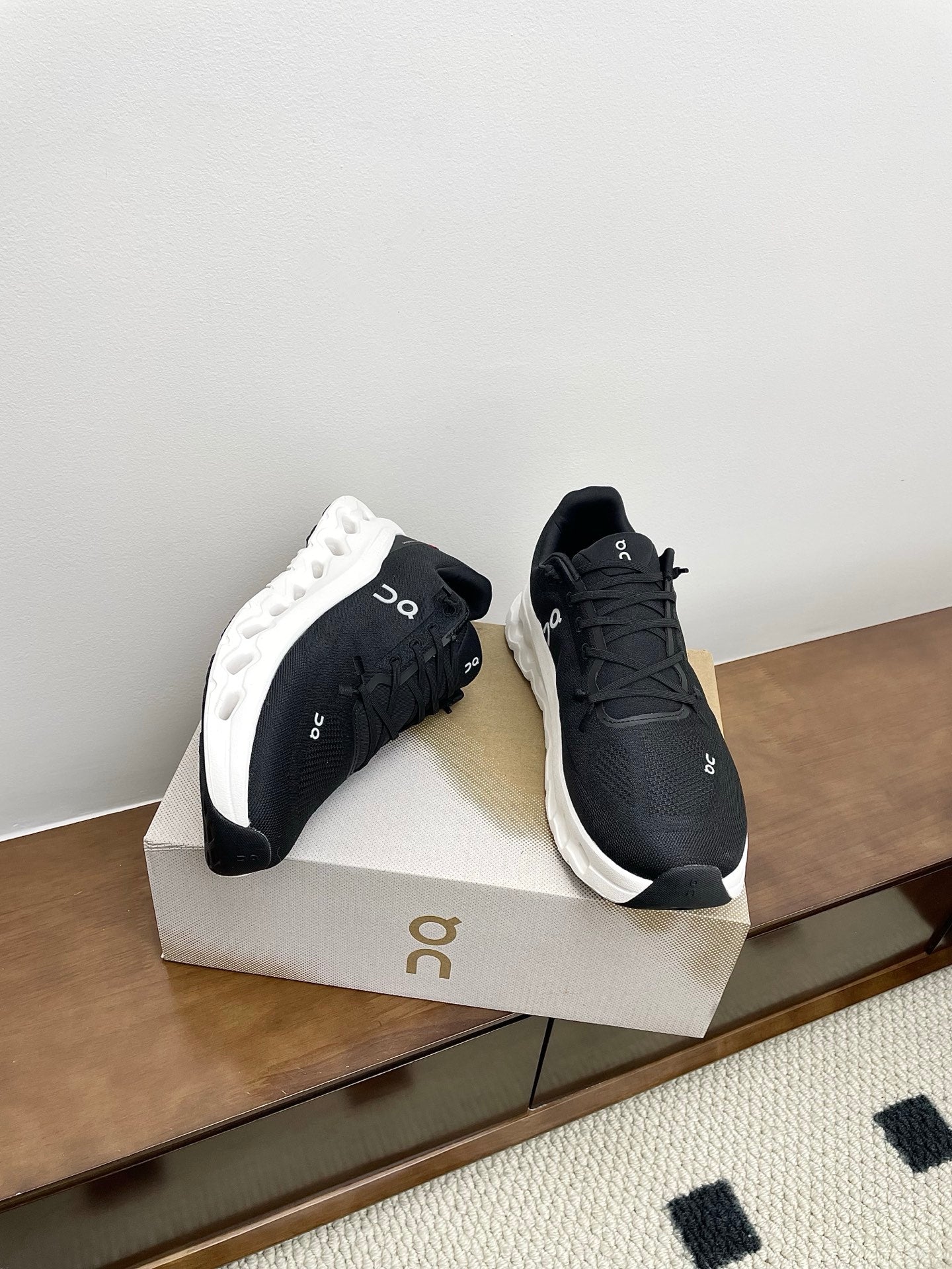 LOEWE 26S CLOUDTILT SNEAKER IN BLACK AND WHITE RECYCLED POLYESTER