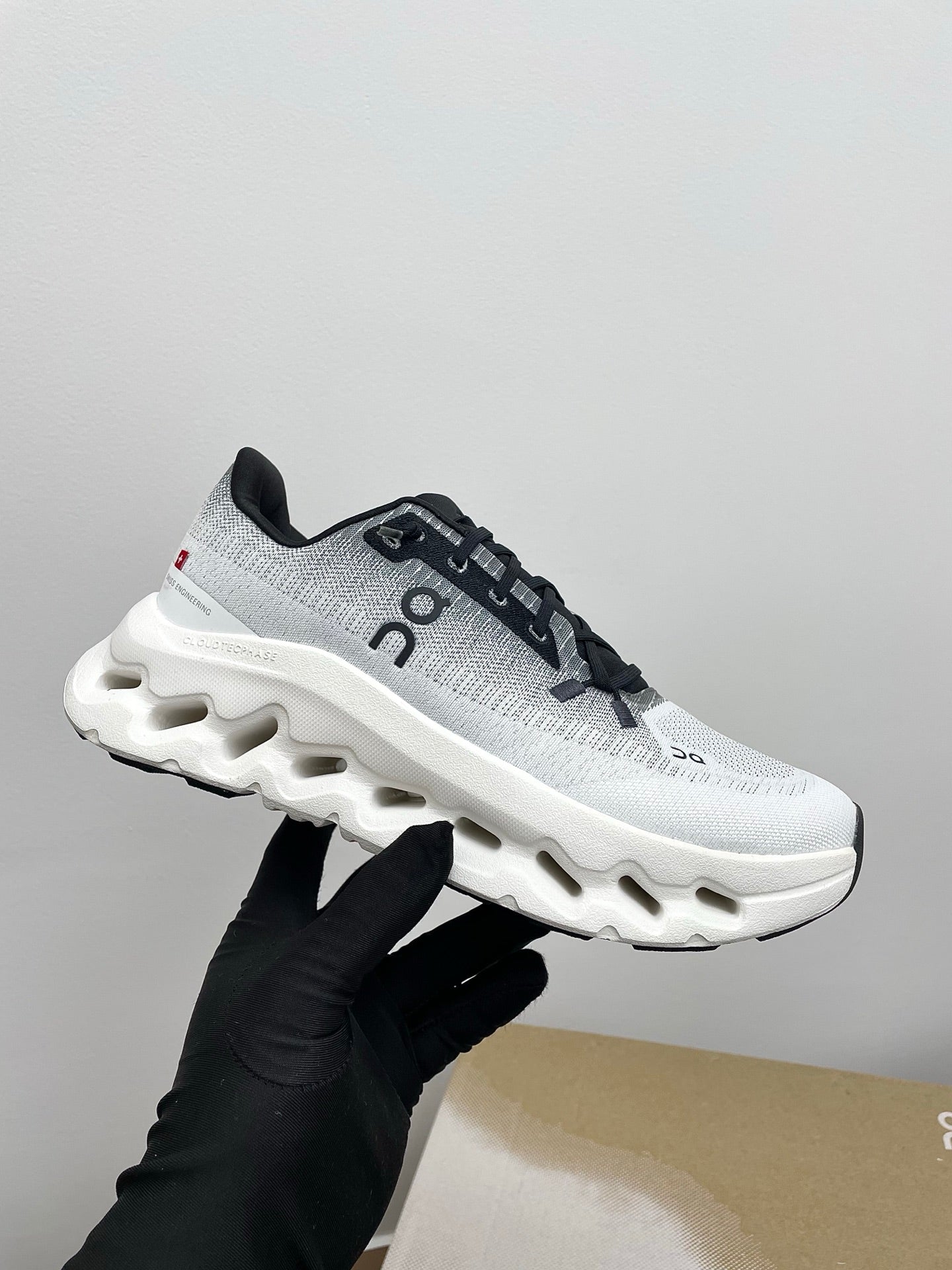 LOEWE 26S CLOUDTILT SNEAKER IN BLACK IVORY RECYCLED POLYESTER