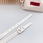 Vlogo White Leather Buckle 20mm White Belt