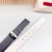Vlogo Brown Black White Stone Silver Buckle Belt 40mm Black White Leather