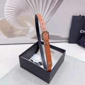 CC BELT 20 MM IN BRONZE BROWN MIX BLACK CALFSKIN GOLD HARDWARE