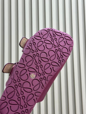 LOEWE 26S EASE SLIDE IN WINE RED CALFSKIN