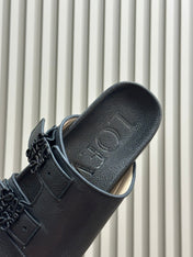 LOEWE 26S EASE SLIDE IN BLACK CALFSKIN