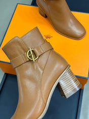 JILL 60 ANKLE BOOT IN BRONZE BROWN CALFSKIN