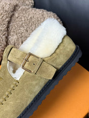 COLORADO COMFORT MARY JANE IN SAND BEIGE SUEDE AND SHEARLING LINING