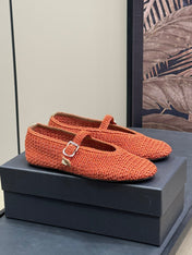 HANDWOVEN BALLET FLAT FIRE ORANGE