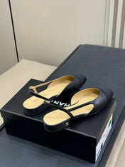 CC CLASSIC SLINGBACK BLACK BEIGE GOATSKIN BLACK GROSGRAIN