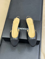 CC CLASSIC SLINGBACK BLACK BEIGE GOATSKIN BLACK GROSGRAIN